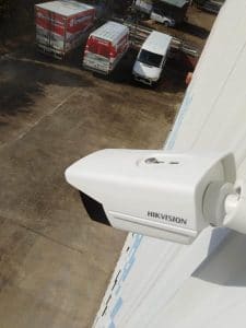 Hikvision CCTV camera fitted on a parking area,