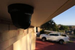 Residential parking area installed with CCTV camera.