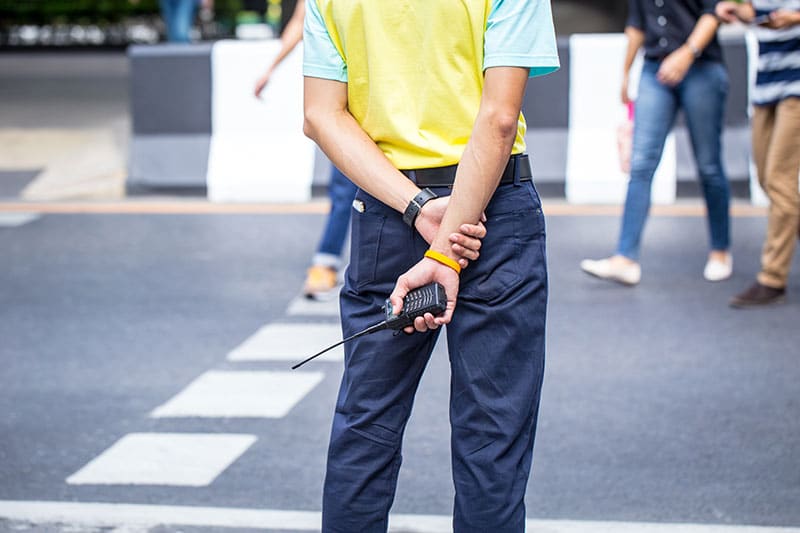 security guard in plain clothes